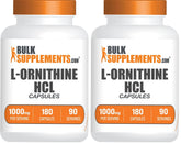 BulkSupplements L-ornitina HCl, cápsulas para uso diario y estilo de vida activo.