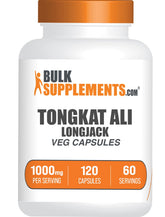 BulkSupplements Longjack Extract: cápsulas en botella para consumo diario, posible apoyo a la vitalidad.
