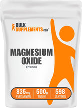 Bulksupplements Magnesio Óxido polvo en bote, mezcla fácil para tu rutina.