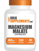 BulkSupplements Magnesium Malate cápsulas frente, apoyo diario al alcance.
