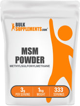 BulkSupplements MSM polvo 3000 mg por porción para entrenar de forma constante.