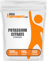 BulkSupplements Citrato de potasio: frasco de polvo para electrolitos diarios.
