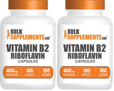 BulkSupplements Riboflavina 400 mg - botella: cápsulas fáciles de tragar para uso diario.