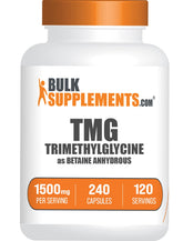 BulkSupplements TMG cápsulas, botella: formato práctico para uso diario.