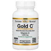California Gold Nutrition C frasco frontal, cápsulas veganas para uso diario.