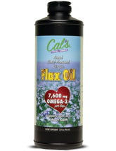 Cal's Aceite de Linaza prensado en frío en botella, pureza para uso diario.
