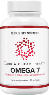 Cardia7 cápsulas Omega-7 de 90 cápsulas con Provinal, apoyo potencial para la salud cardiovascular.