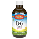 Carlson B-6 líquido frasco frente muestra la botella y su etiqueta clara para energía