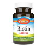 Carlson Biotina 5000mcg - cabello saludable para un look radiante.
