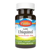 Carlson CoQH2 ubiquinol cápsulas blandas para energía diaria y salud celular.