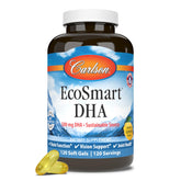 Carlson EcoSmart DHA: botella frente, apoyo a la visión y bienestar general.