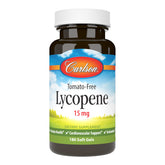 Carlson licopeno 15 mg sin tomate, frente de la botella, apoyo a la salud prostática.