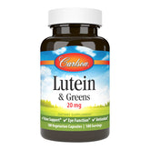 Carlson Luteína y Verdes: botella con cápsulas vegetales para apoyar la visión diaria.