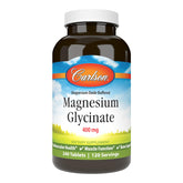 Carlson magnesio buffered, frente del frasco, apoyo potencial para músculos y corazón.