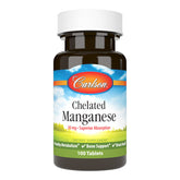 Carlson Manganeso Quelado 20 mg en botella, absorcion suave.