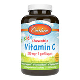Carlson para niños Vitamina C masticable mandarina, uso diario y apoyo al sistema inmunitario