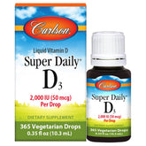 Carlson Super Daily D3 gotas frente muestra la presentación y enfoque del producto