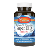 Carlson Super DHA Gems en bote de cápsulas, fáciles de tragar para uso diario.