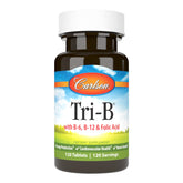 Carlson Tri-B: botella con etiqueta, posible apoyo a la energía diaria.