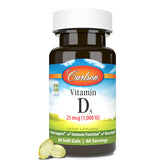 Carlson Vitamina D3: botella con cápsulas suaves para huesos fortalecidos y músculos bien sostenidos