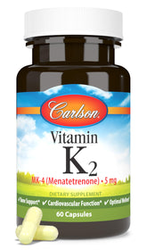 Carlson Vitamina K2 MK4 en botella, dosis diaria para huesos sanos.