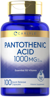 Carlyle Ácido Pantoténico 1000 mg, cápsulas de liberación rápida para uso diario