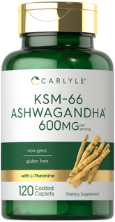 Carlyle Ashwagandha extracto en botella, posible apoyo al bienestar diario