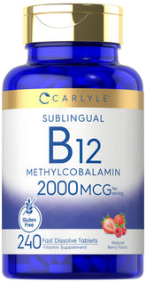 Tabletas Carlyle B12 de disolución rápida con sabor a baya para uso diario