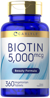 Carlyle Biotin 5000mcg: tabletas vegetarianas para rutina de belleza diaria