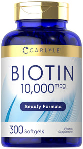Carlyle Biotina 10000mcg cápsula blanda para cabello y uñas sanos.