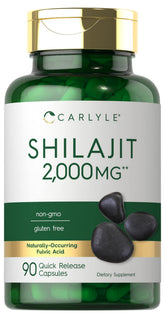 Carlyle Shilajit Cápsulas, envase principal, suplemento mineral natural para energía diaria