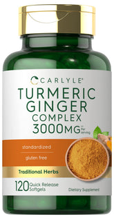 Carlyle curcuma jengibre capsulas blandas en botella para uso diario