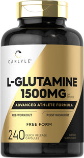 Carlyle L-Glutamina: cápsulas de 1.500 mg en botella para entrenos intensos
