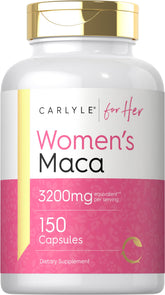 Carlyle Maca, cápsulas para mujer en botella, apoyo al bienestar diario.