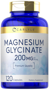 Carlyle Magnesium Glycinate cápsulas para uso diario y bienestar general.