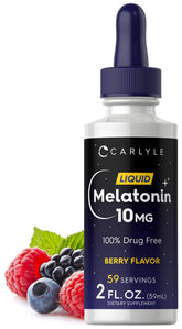 Carlyle Melatonina en frasco con gotero de 10 mg para dormir.