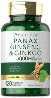 Carlyle Panax Ginseng & Ginkgo, empaque frontal, reconocimiento claro de la marca y producto