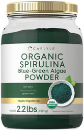 Carlyle spirulina orgánica en envase, uso diario