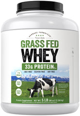Carlyle Whey alimentada con pasto en envase de 5 lb, ideal para batidos proteicos.