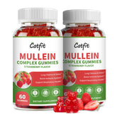 Catfit gomitas mullein para pulmones, botella; apoyo respiratorio natural.