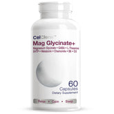 Presentación de CELCLENE en caja de cápsulas con magnesio glicinato para bienestar diario.