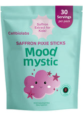 Cellbiolabs Saffron para Niños, palo de fruta, apoyo a una rutina diaria equilibrada.