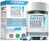 MITOHACK de CellHack, botella en primer plano para energía sostenida durante el día.