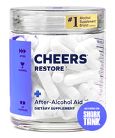 Cheers Restore: botella y cápsulas, posible apoyo para recuperación tras beber