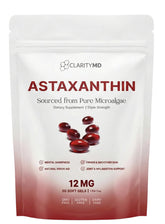 ClarityMD Astaxantina cápsula blanda con 12 mg para apoyo antioxidante diario.