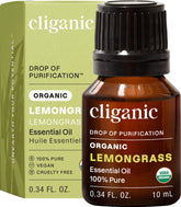 Cliganic Aceite esencial hierba de limón, botella, aroma cítrico para ambientar espacios.