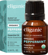 Cliganic Aceite Esencial de Menta en botella para aromaterapia y relajación