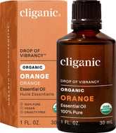 Cliganic aceite esencial naranja orgánico en botella para difusor y aromaterapia