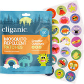Parche repelente de mosquitos Cliganic con diseños positivos para niños.