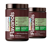 CocoaVia botella vertiendo flavanoles para soporte cardiovascular y flujo sanguíneo.